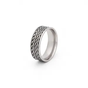 Stainless Steel Leaf Pattern Band Ring