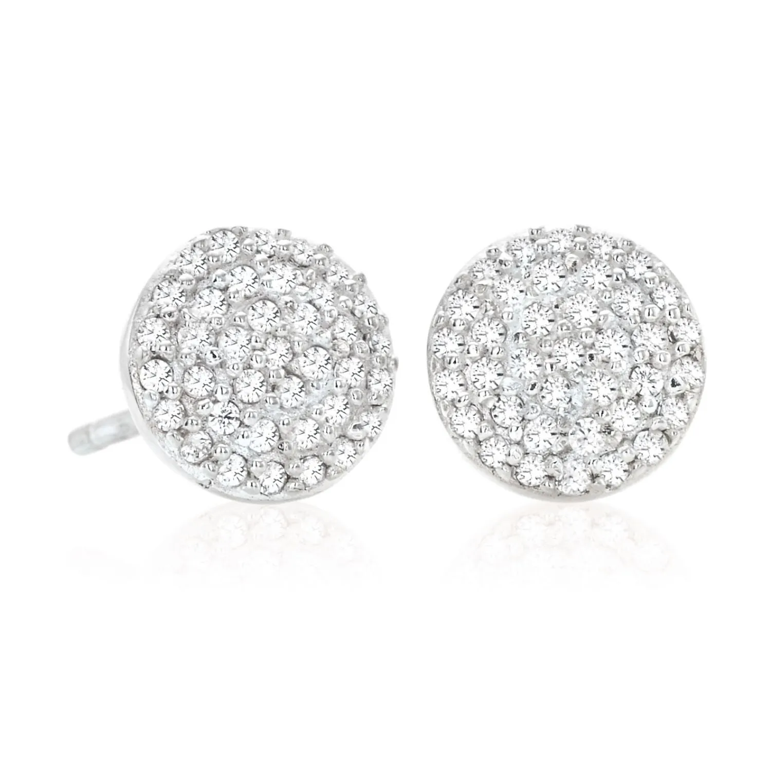 Sterling Silver Cubic Zirconia Pave  Stud Earrings