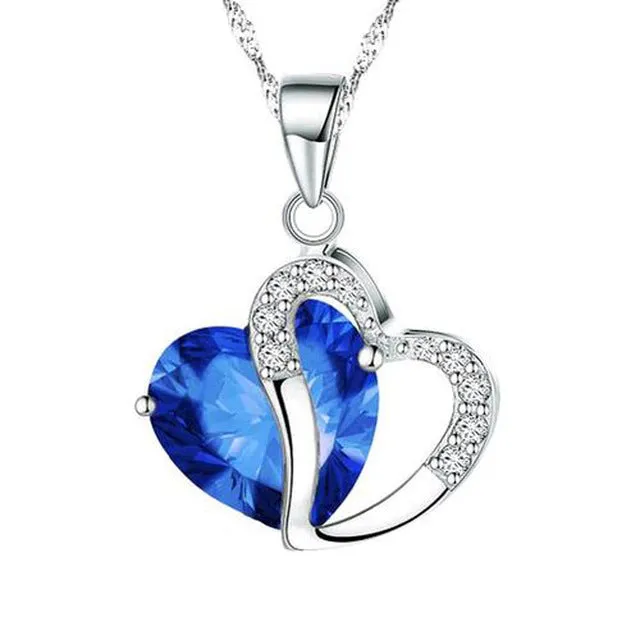 TOMTOSH Top Fashion Class Girls Lady Heart Crystal  Maxi Statement Pendant Necklace Jewelry for Lover Gift 6 Colors