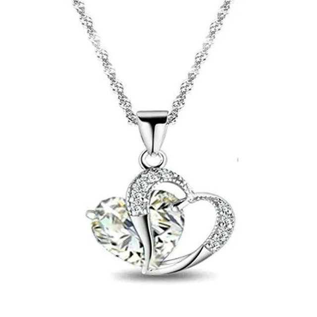 TOMTOSH Top Fashion Class Girls Lady Heart Crystal  Maxi Statement Pendant Necklace Jewelry for Lover Gift 6 Colors