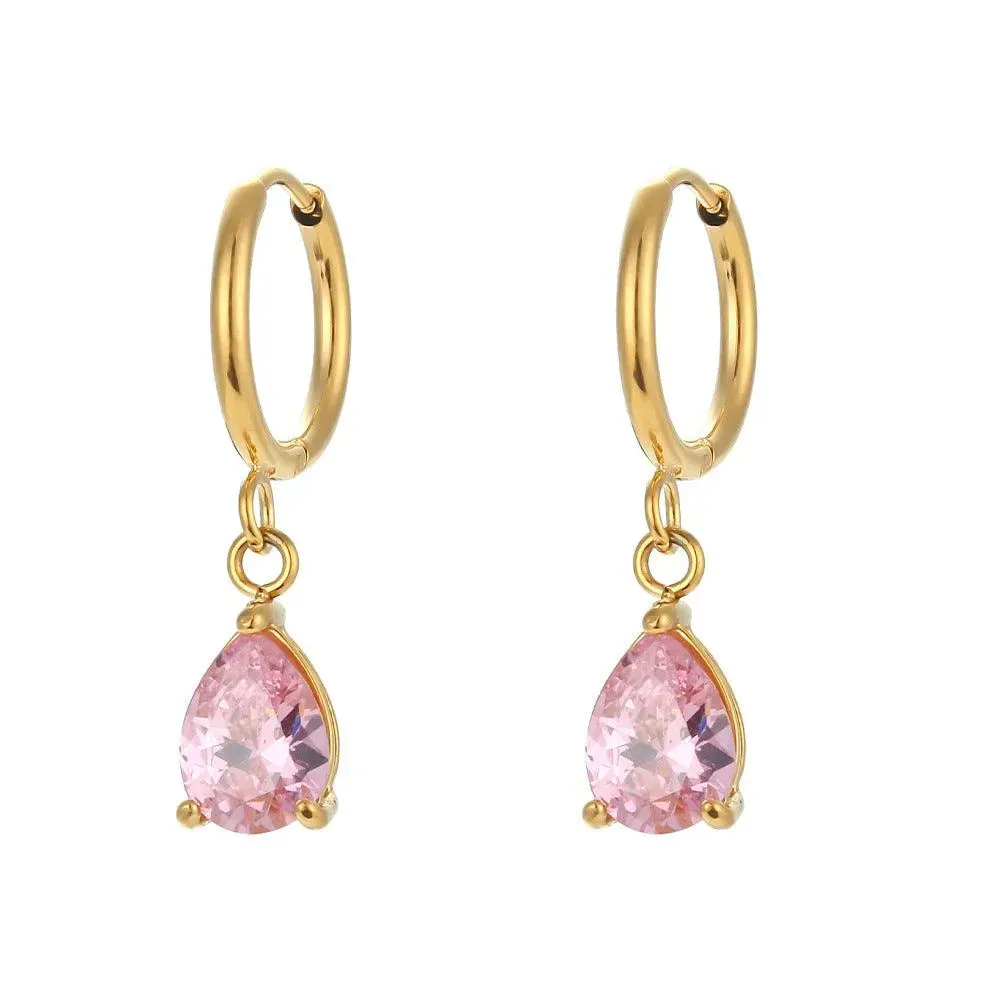 Trendy Water Drop Crystal Hoop Earrings – Fashion Jewelry for Women