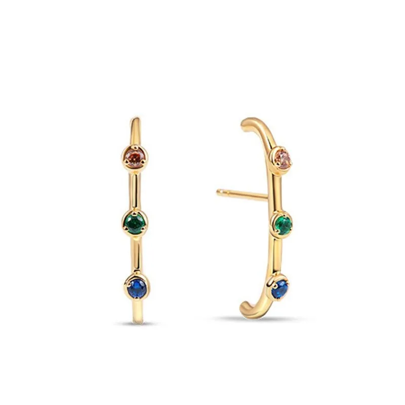 Trio Sapphire & Emerald Bar Earrings