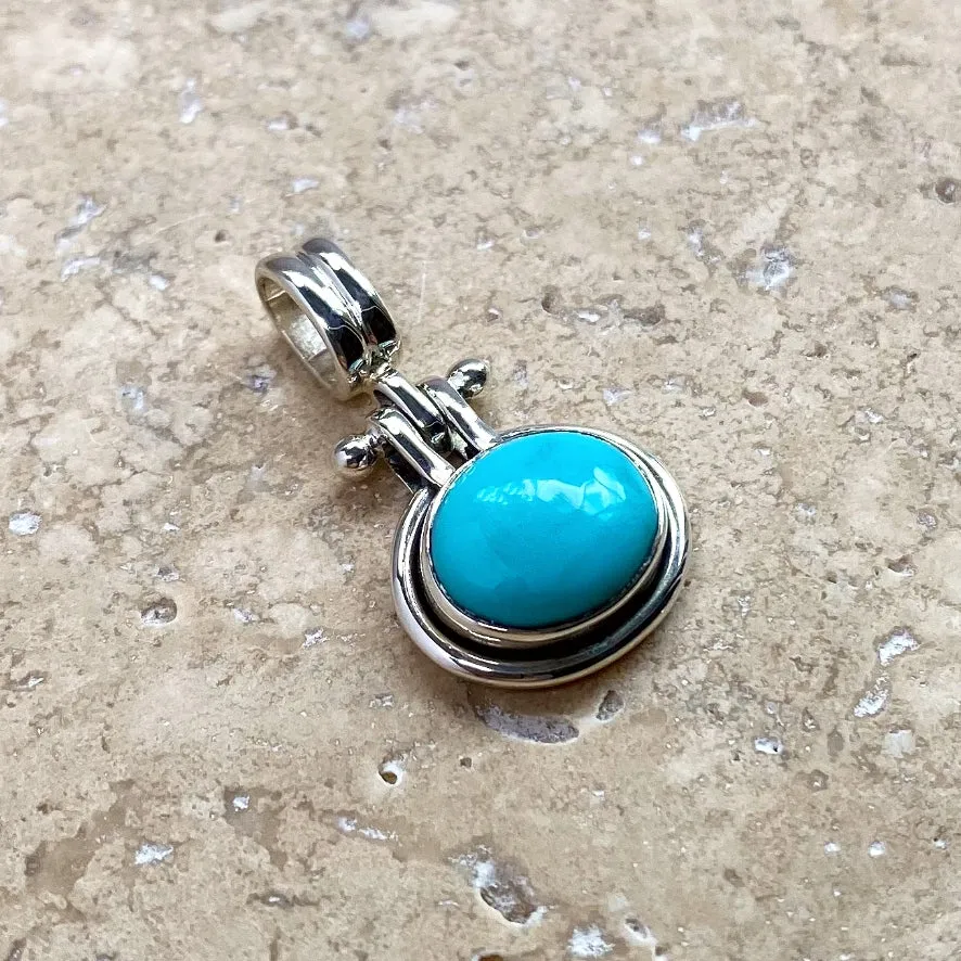 Turquoise Pendant with Sky Blue Oval Gemstone - Inka