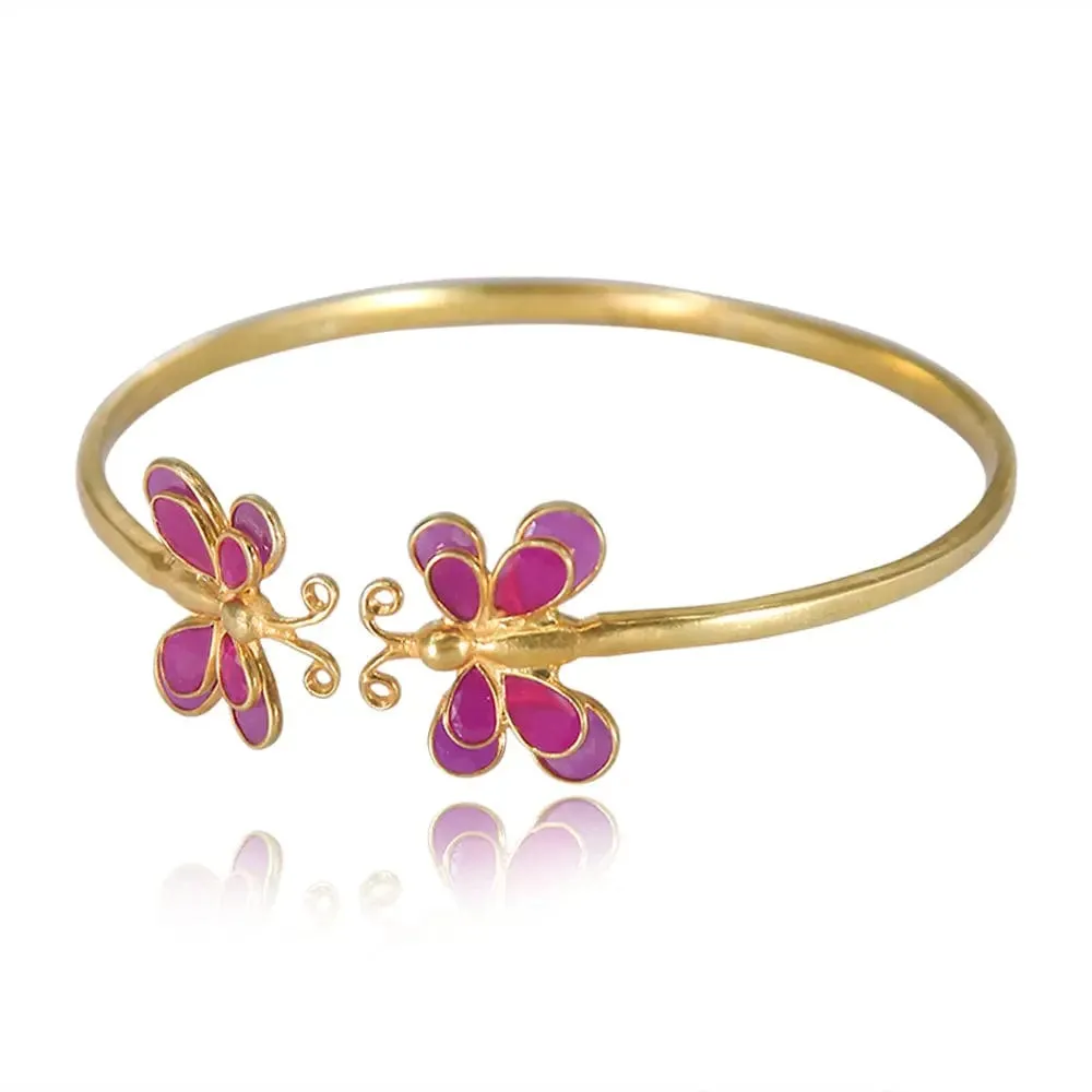 Two Butterfly Motif Silver Bangle