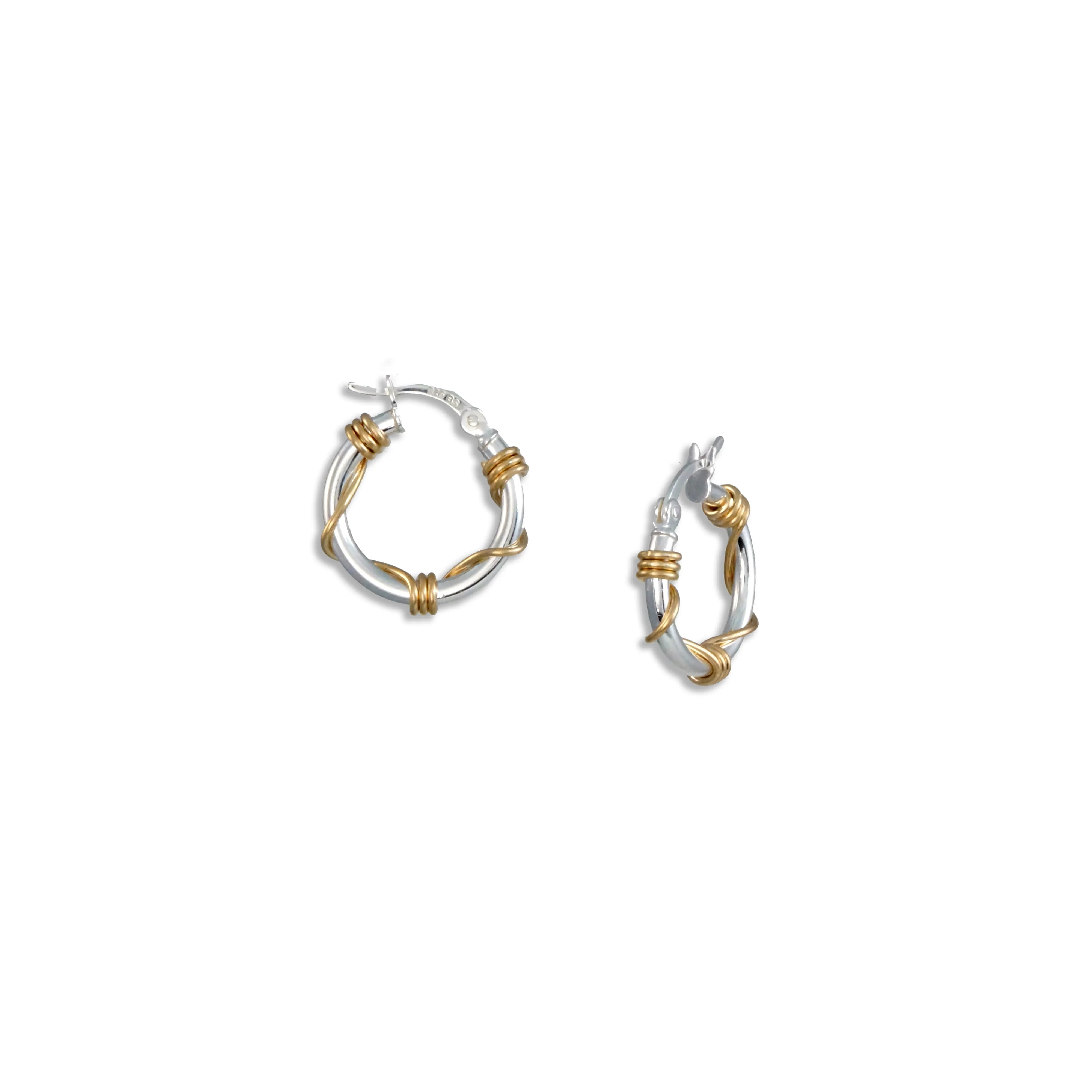 Unique Hoop Earrings - Silver and Gold Wrapped