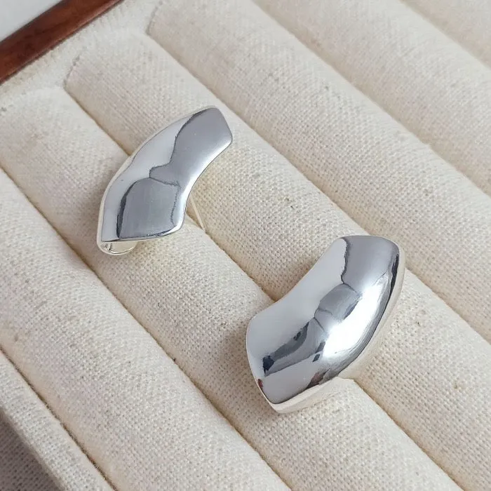 Unique Silver Armor Wrap Earrings