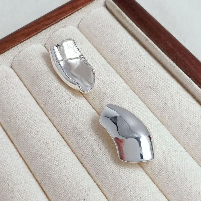 Unique Silver Armor Wrap Earrings