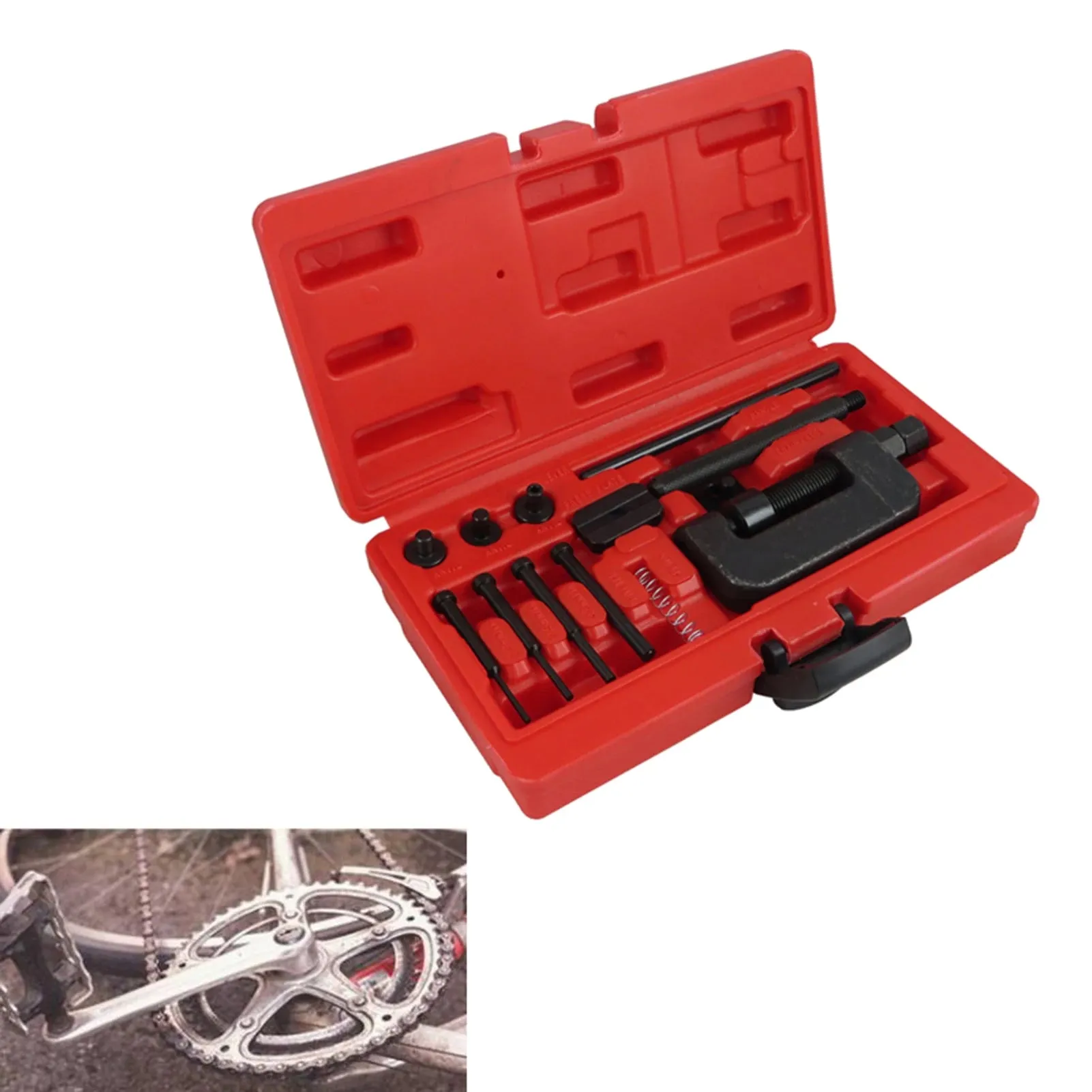 Universal Chain Breaker Set with Carrying Case Chain Cutter and Riveter for Motorcycle Bike ATV Accessories