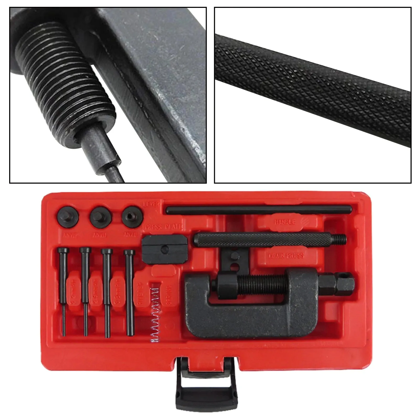 Universal Chain Breaker Set with Carrying Case Chain Cutter and Riveter for Motorcycle Bike ATV Accessories