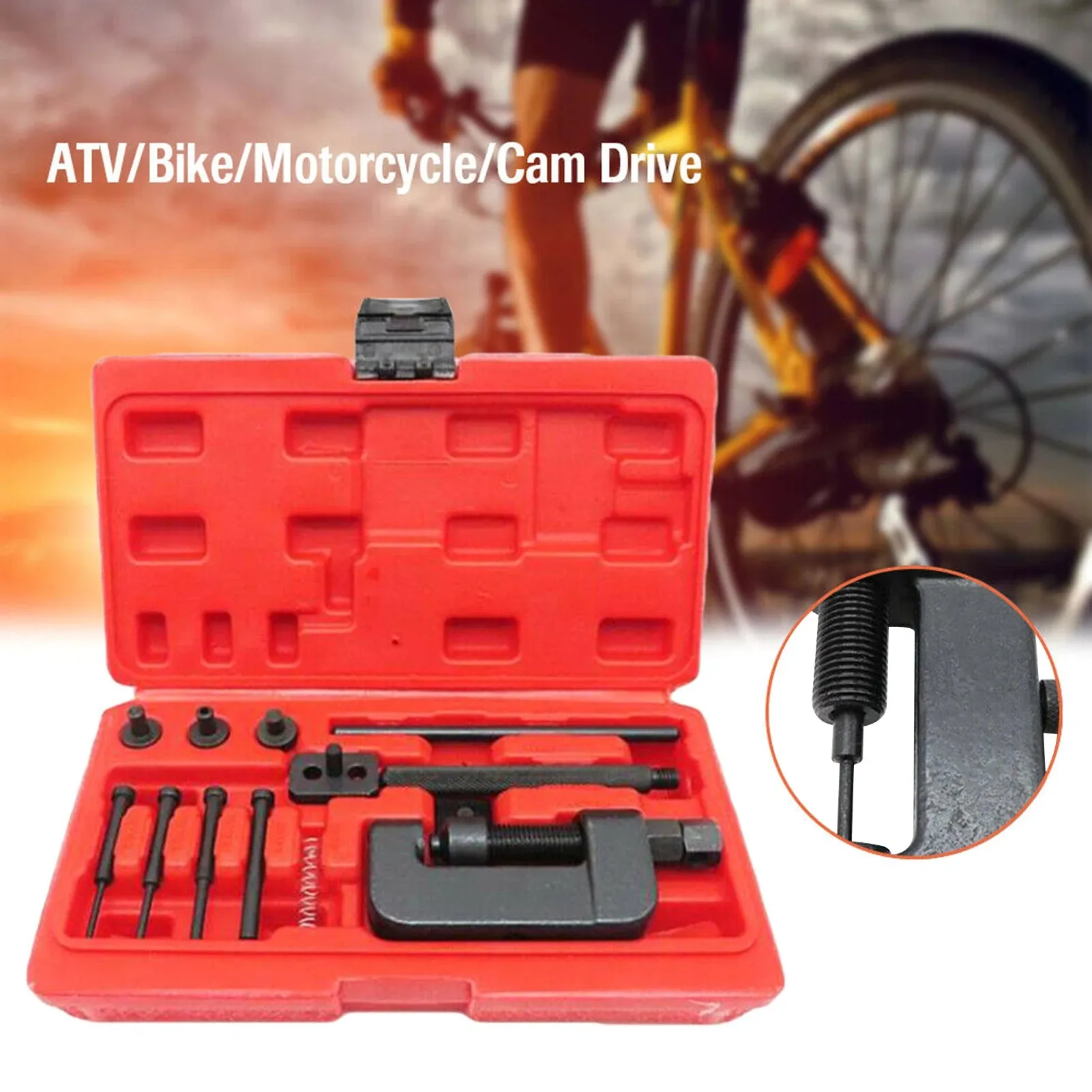 Universal Chain Breaker Set with Carrying Case Chain Cutter and Riveter for Motorcycle Bike ATV Accessories