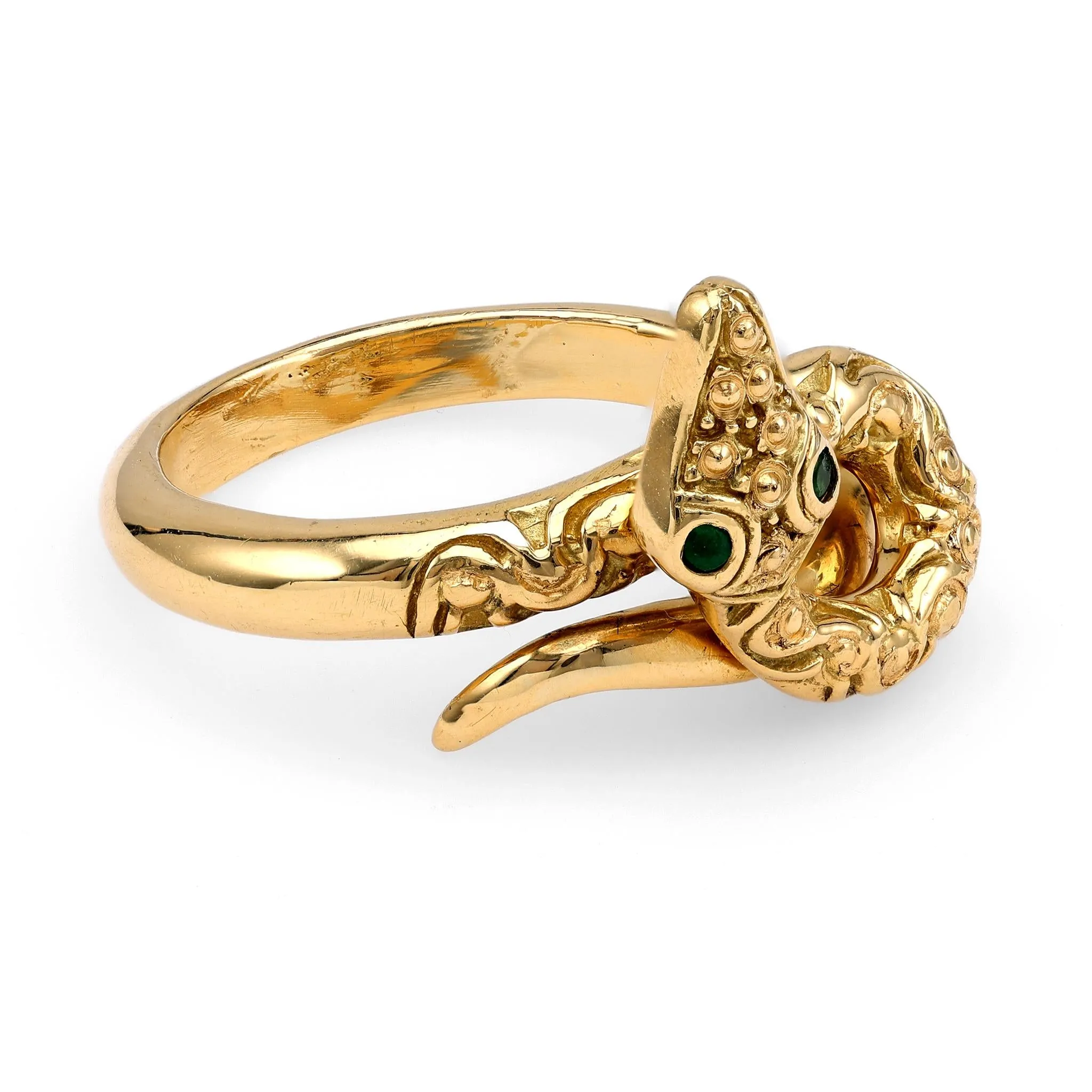 Victorian-Inspired Emerald Eyes Snake Ring