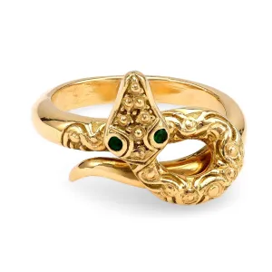 Victorian-Inspired Emerald Eyes Snake Ring