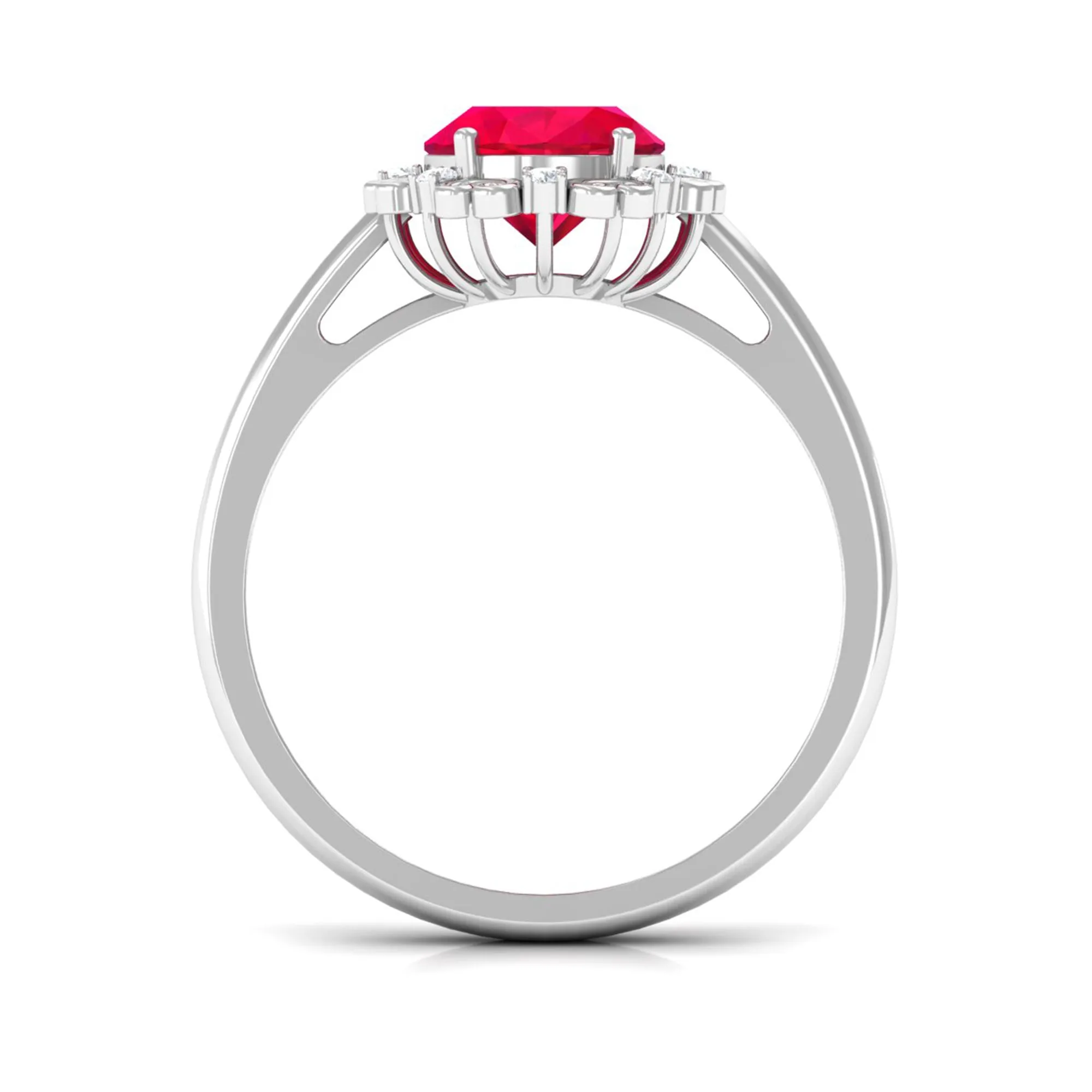 Vintage Inspired Created Ruby Engagement Ring with Diamond