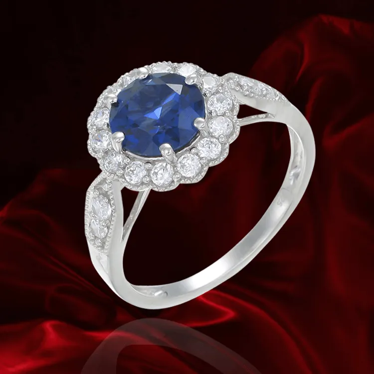 Vintage Inspired Ring in Blue Sapphire