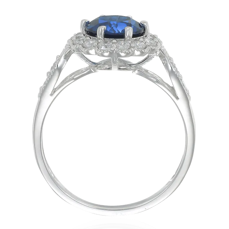 Vintage Inspired Ring in Blue Sapphire