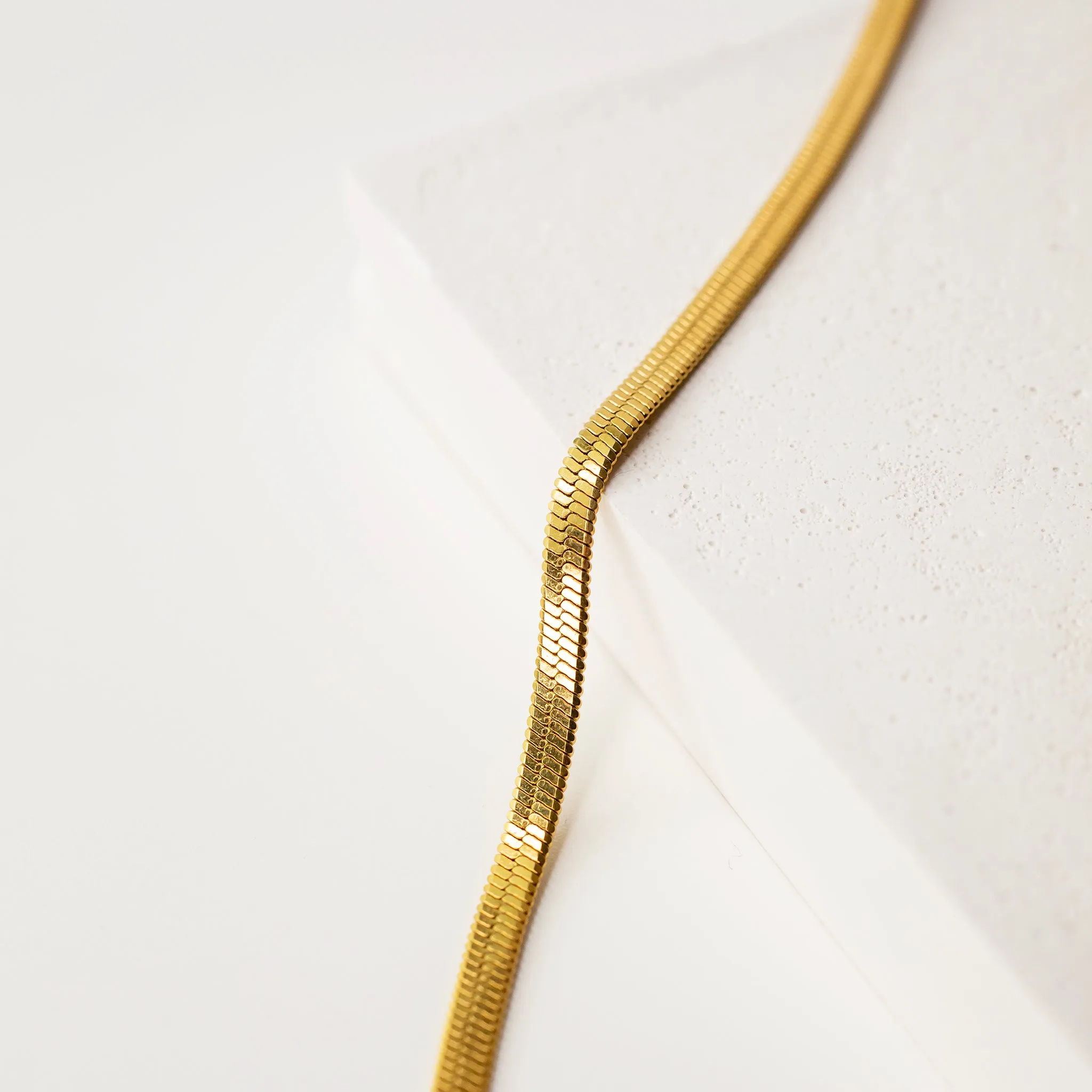 Waterproof Gigi Herringbone Chain Necklace