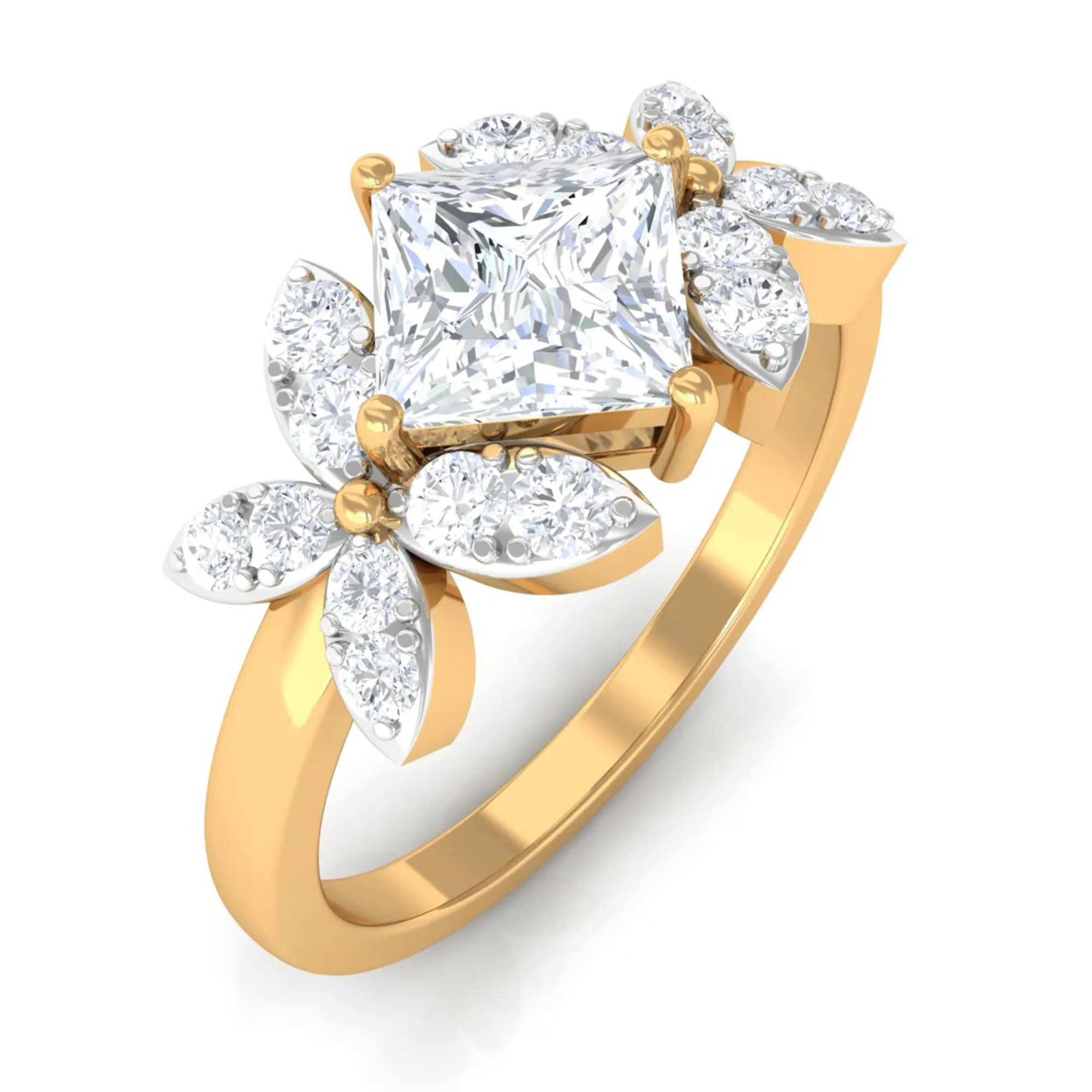 Zircon Floral Inspired Engagement Ring